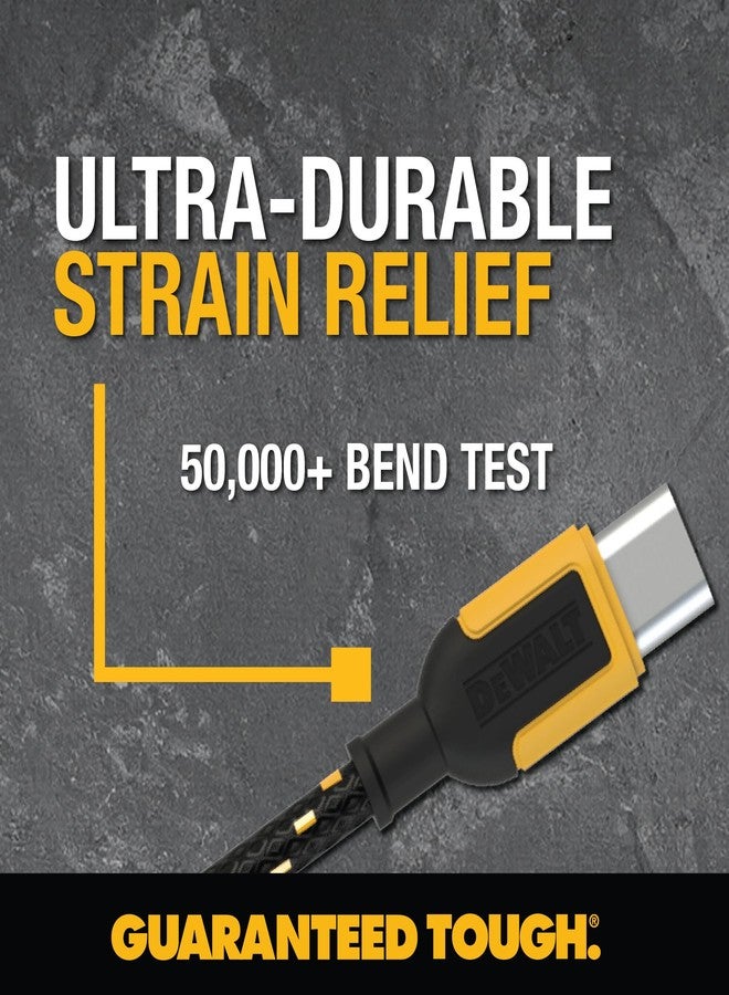 DEWALT Heavy Duty Short USB C to USB C 60W Cable (2 Pack 6in.), Durable Type C Fast Charging Nylon Braided Cord, Compatible with iPhone 16/15 Series, Android Samsung Galaxy S24/S23/S22/ Ultra - Image 4