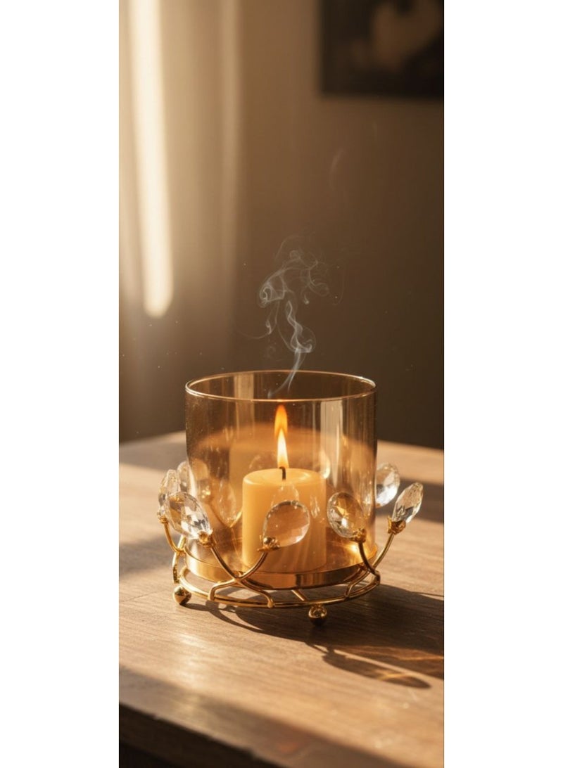 Metal candlestick * Crystal candlestick without wax 16 cm