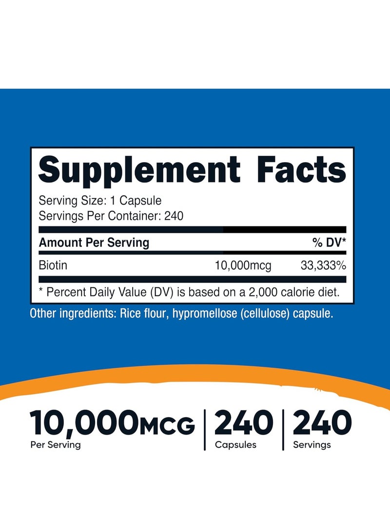 Nutricost Biotin Capsules 10mg 240 Caps - Image 2