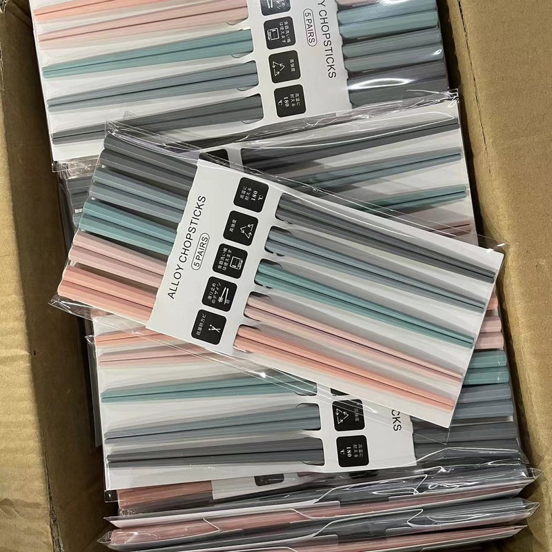 قواشي سوشي النجم أحمر الشبكة بالبادنجان 23سم خمسة أزواج من القواشي المصنوعة من سبائك البولي إيثيلين التيريفثاليت (PET) ذات الشكل المدبب الياباني والألوان الموضة المقاومة للحرارة العالية (ج) - Image 4