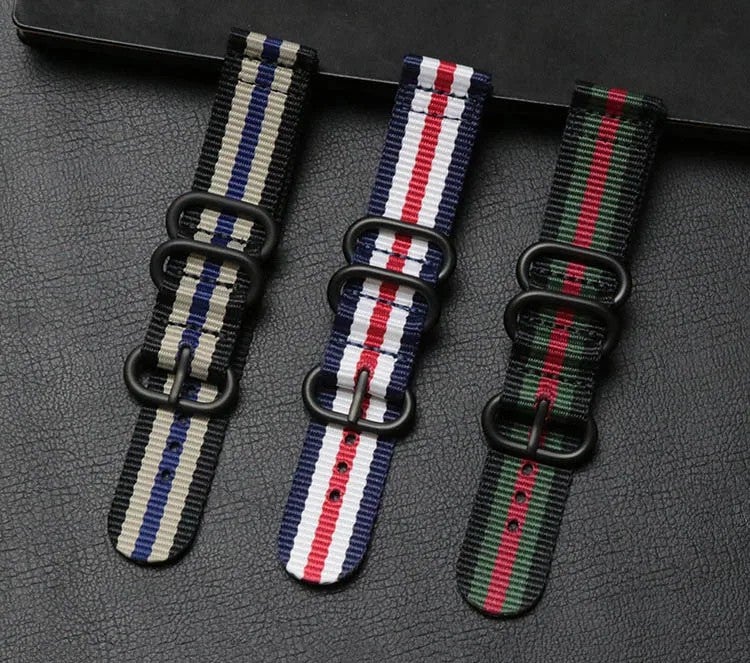 Bluejw Premium Woven Nylon Watch Strap Replacement - Durable Sport Striped Wristband for Men's Watches - Image 3