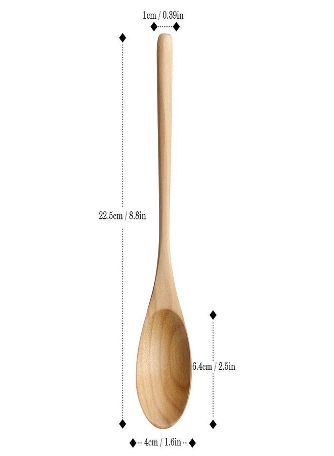 AOOSY Wooden Spoons for Cooking, 9 Inches 6 Pieces Japanese Natural Ellipse Wooden Spoon Set for Cooking Mixing Stirring Honey Tea Soda Dessert Coconut Bowl Nonstick Pots Kitchen - Image 3