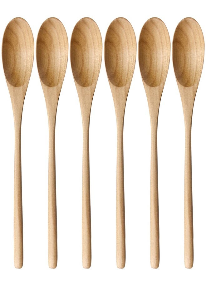 AOOSY Wooden Spoons for Cooking, 9 Inches 6 Pieces Japanese Natural Ellipse Wooden Spoon Set for Cooking Mixing Stirring Honey Tea Soda Dessert Coconut Bowl Nonstick Pots Kitchen - Image 1