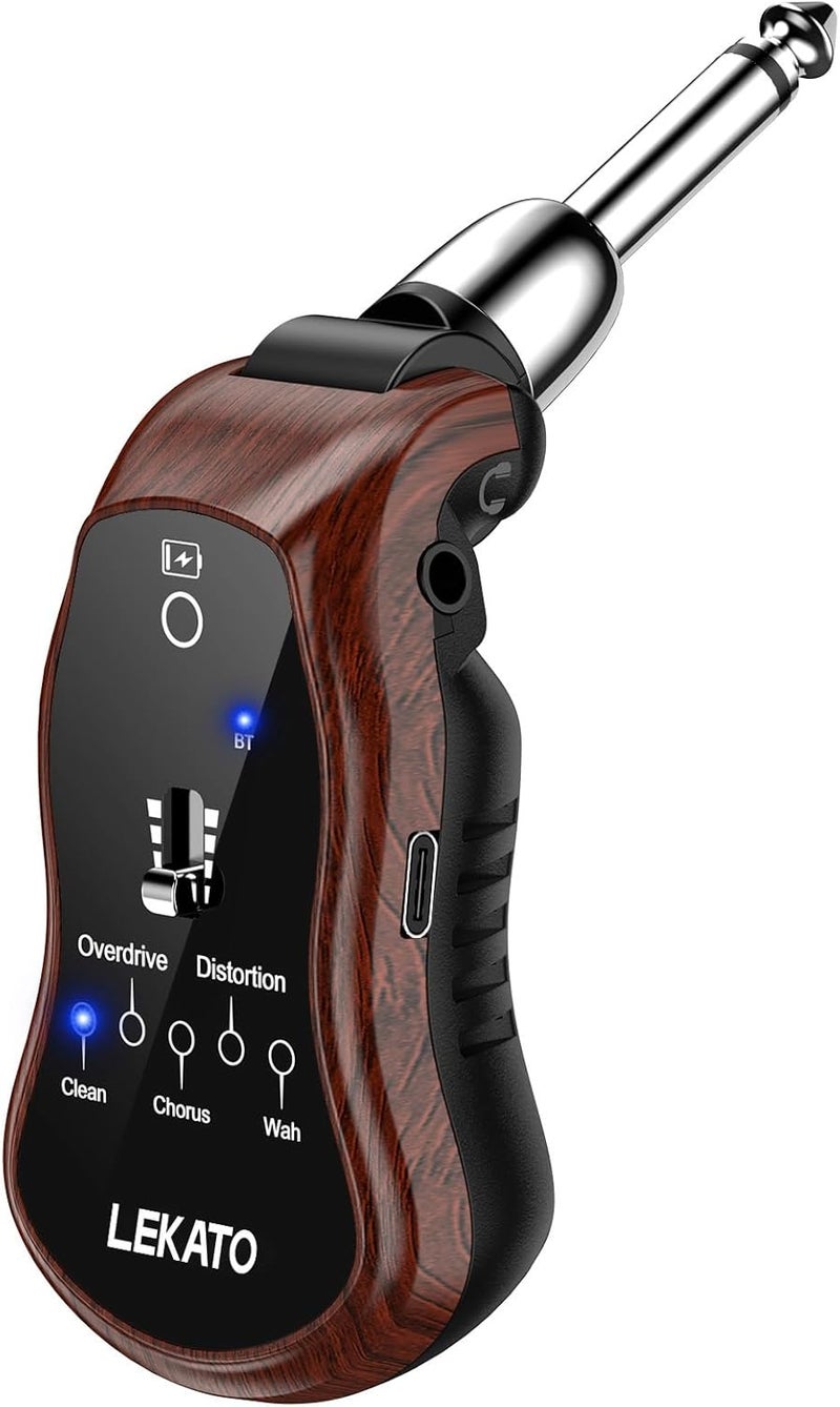 LEKATO Guitar Headphone Amp,Micro Electric Guitar Headphone Amp for Electric Guitar&Bass Rechargeable Bass Headphone Amplifier for Practice with 5 Effects(Clean Chorus Overdrive Distortion and Wah) - Image 1