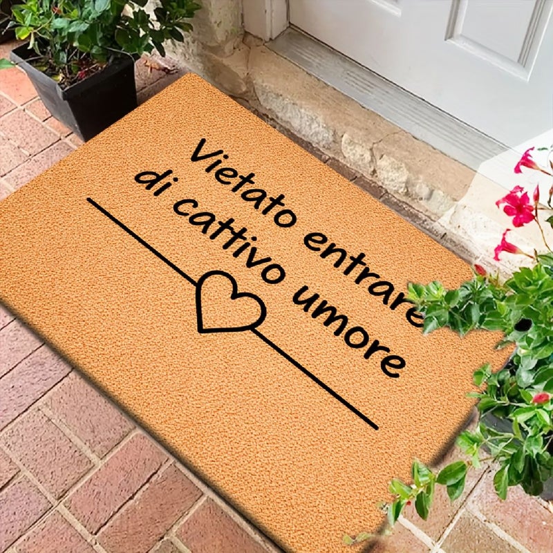 1 Piece Italian Style No Bad Moods Allowed Entryway Doormat 40x60cm Healing Pastoral Non Slip Decorative Mat Washable Easy Clean For Bedroom Kitchen Dining Room Bathroom - Image 1