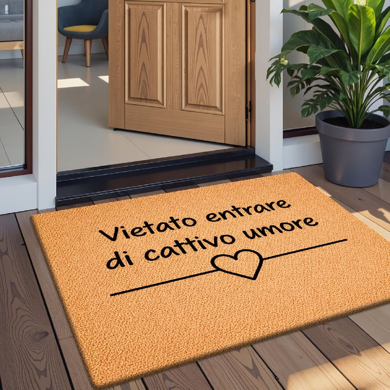 1 Piece Italian Style No Bad Moods Allowed Entryway Doormat 40x60cm Healing Pastoral Non Slip Decorative Mat Washable Easy Clean For Bedroom Kitchen Dining Room Bathroom - Image 2