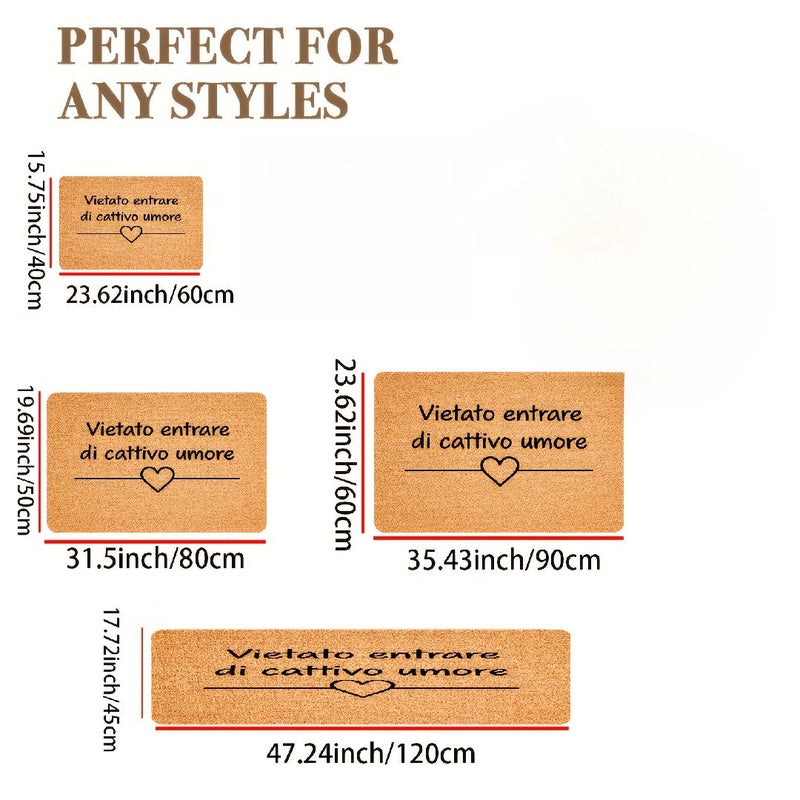 1 Piece Italian Style No Bad Moods Allowed Entryway Doormat 40x60cm Healing Pastoral Non Slip Decorative Mat Washable Easy Clean For Bedroom Kitchen Dining Room Bathroom - Image 4