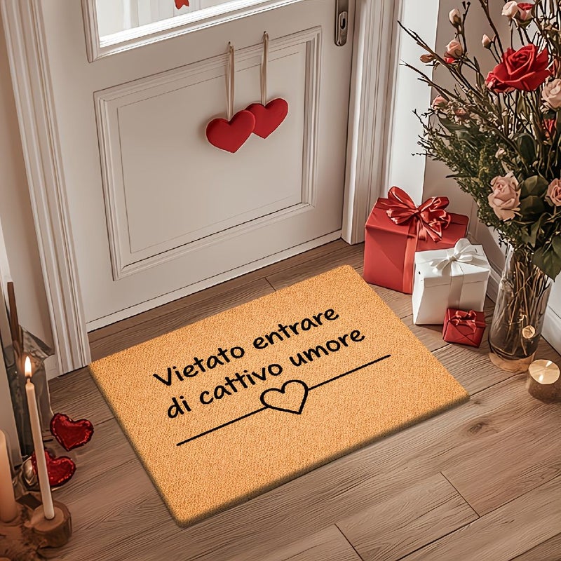 1 Piece Italian Style No Bad Moods Allowed Entryway Doormat 40x60cm Healing Pastoral Non Slip Decorative Mat Washable Easy Clean For Bedroom Kitchen Dining Room Bathroom - Image 3
