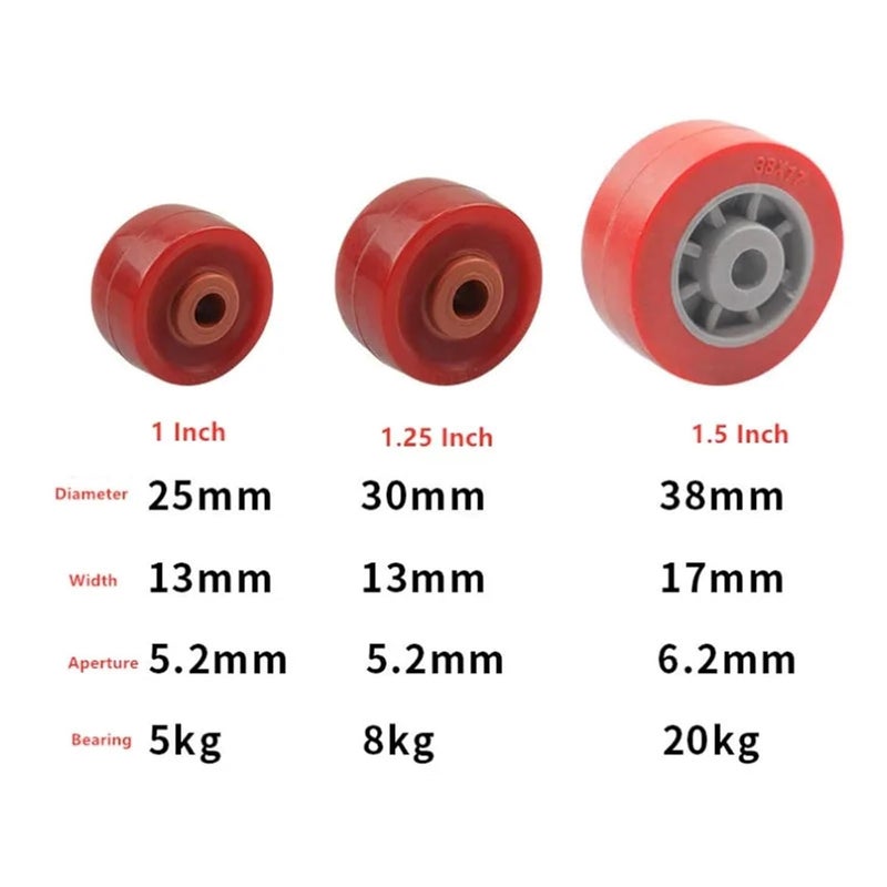 AOKLEY 1 5 Inch Lightweight Polyurethane Casters Silent Rubber Wheels For Furniture 4Pcs - Image 3