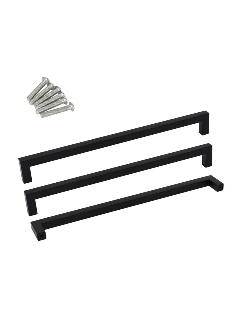 Generic 3Pack Black Square Cabinet Pull 5Inch Drawer Handle Stainless Steel Modern Hardware for Kitchen and Bathroom Cupboard Dresser Door Pulls  - Image 1