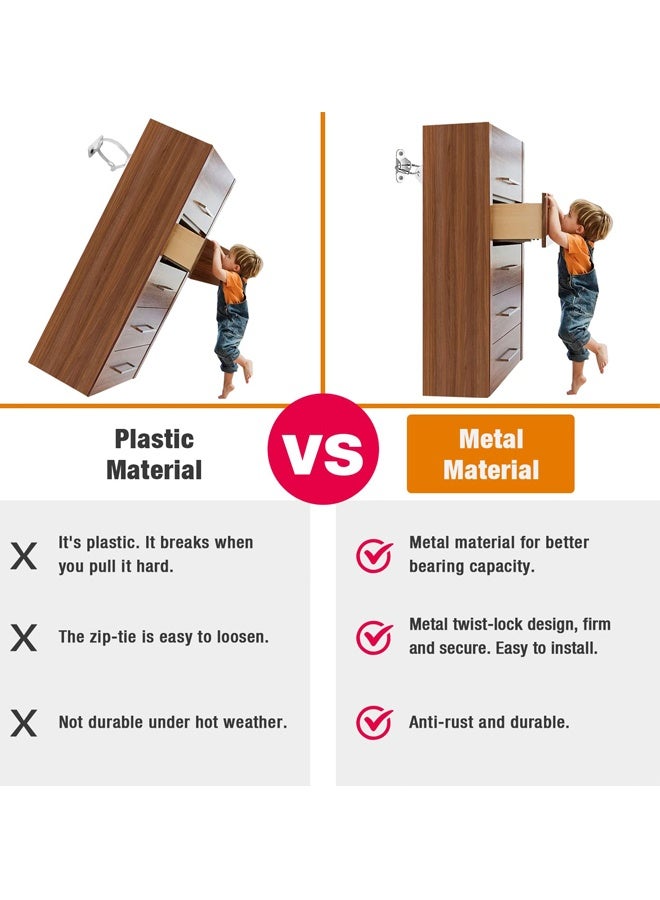 Furniture Anchors (10 Pack) Anti Tip Furniture Straps for Baby Proofing, Furniture Wall Anchor Earthquake Straps for Furniture Dresser Wall Safety Anchor Furniture Fasteners to Wall, White - Image 5