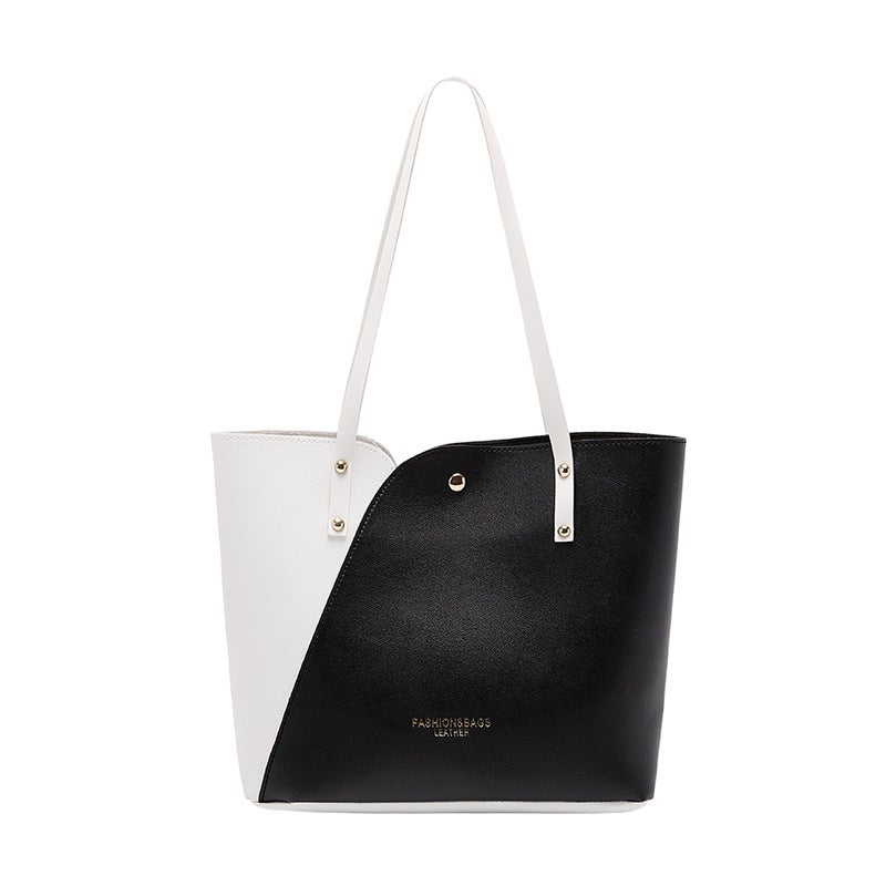 Women'S Bag Tote Bag Color-Blocking Gold Stamping Contrasting Color Handbag Shoulder Bag Shopping Bag Large Capacity Women'S Bag Dropshipping - Image 1