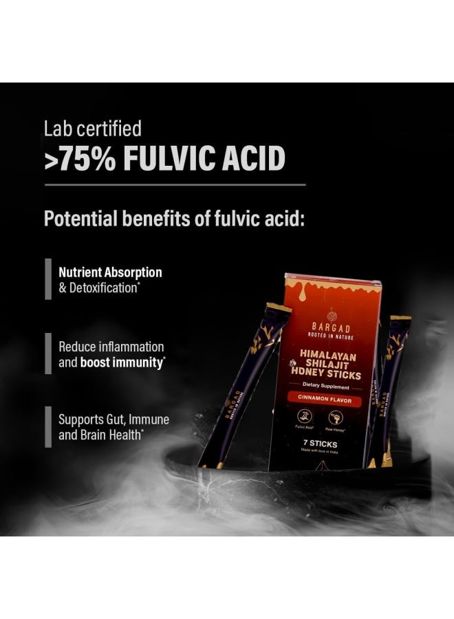 BARGAD | Pure Himalayan Shilajit Sticks with Organic Honey & Cinnamon (7 Count) | Lab-Tested, High Potency Fulvic Acid (75%+) | 85+ Trace Minerals | Energy & Immunity Booster | Easy Single-Serve Pack - Image 2