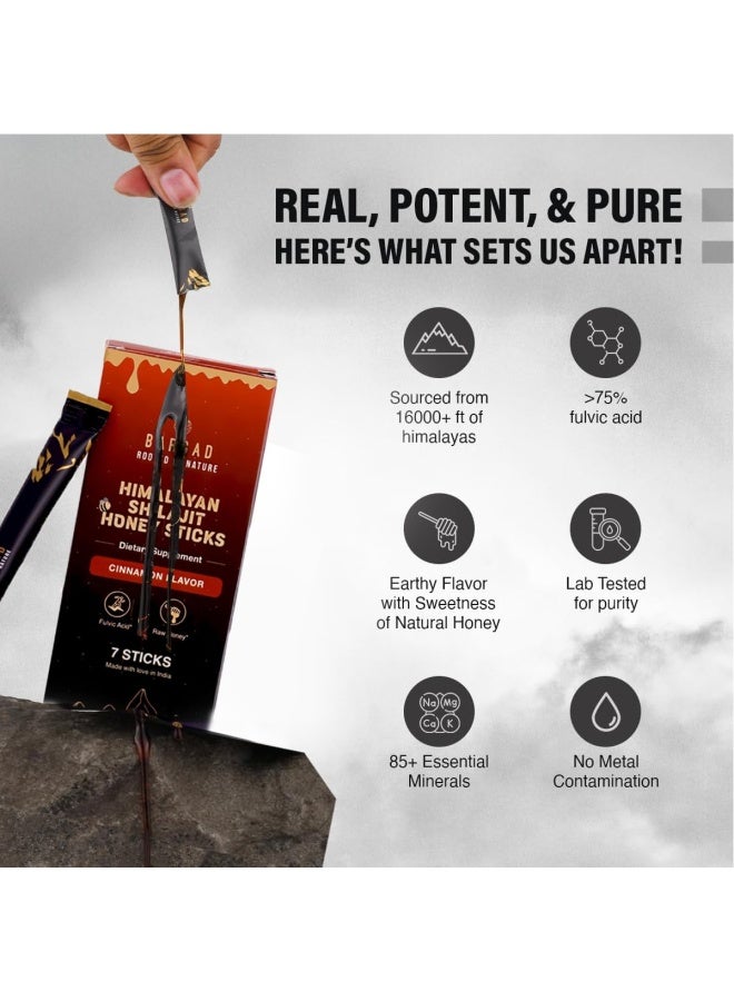 BARGAD | Pure Himalayan Shilajit Sticks with Organic Honey & Cinnamon (7 Count) | Lab-Tested, High Potency Fulvic Acid (75%+) | 85+ Trace Minerals | Energy & Immunity Booster | Easy Single-Serve Pack - Image 3
