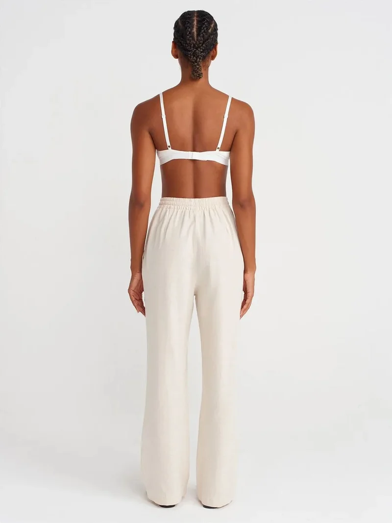 ديلفين Dilvin Wide-Leg Trousers With Drawstring Waist
