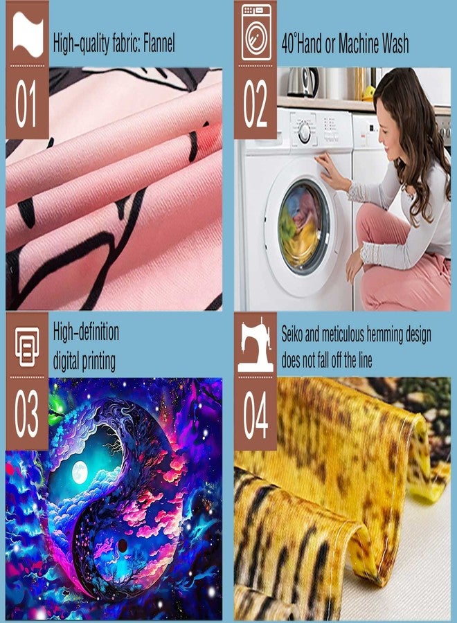 Aidatain Fantasy Colorful Sky Tapestry Moon Dazzling Nebula Yin and Yang Wall Tapestry, Large 80"X 60" Flannel Fabric Art Tapestries Abstract Art Backdrop, For Living Room Bedroom Dorm GTOKAT0154 - Image 4
