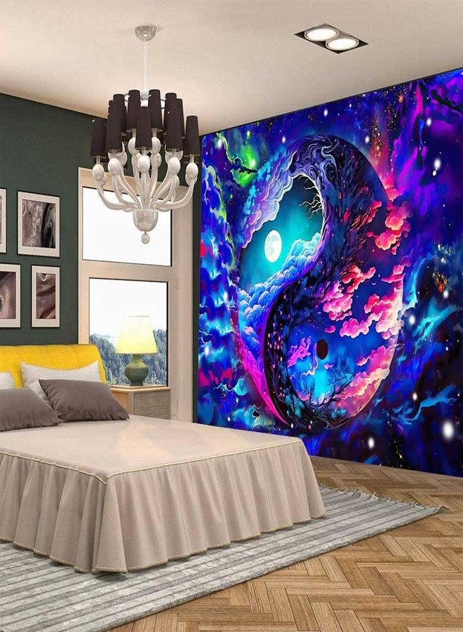 Aidatain Fantasy Colorful Sky Tapestry Moon Dazzling Nebula Yin and Yang Wall Tapestry, Large 80"X 60" Flannel Fabric Art Tapestries Abstract Art Backdrop, For Living Room Bedroom Dorm GTOKAT0154 - Image 3