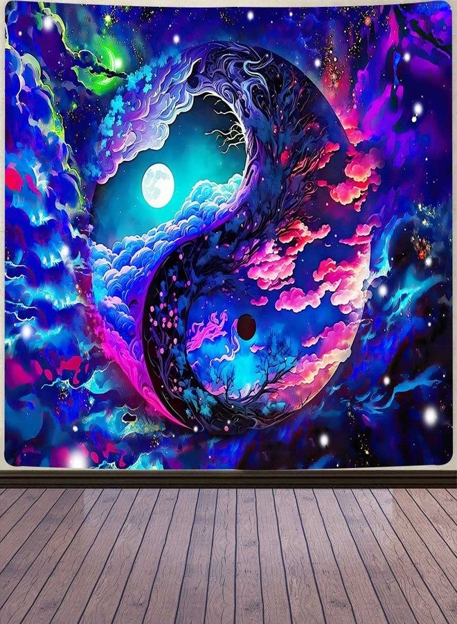 Aidatain Fantasy Colorful Sky Tapestry Moon Dazzling Nebula Yin and Yang Wall Tapestry, Large 80"X 60" Flannel Fabric Art Tapestries Abstract Art Backdrop, For Living Room Bedroom Dorm GTOKAT0154 - Image 1