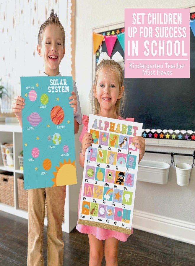 Hadley Designs 16 Educational Posters for Toddlers 1-3, Laminated Toddler Learning Posters for Preschool & Kindergarten, ABC Chart, Numbers, Colors, Shapes, Days of The Week, Gold Classroom Decor - Image 3