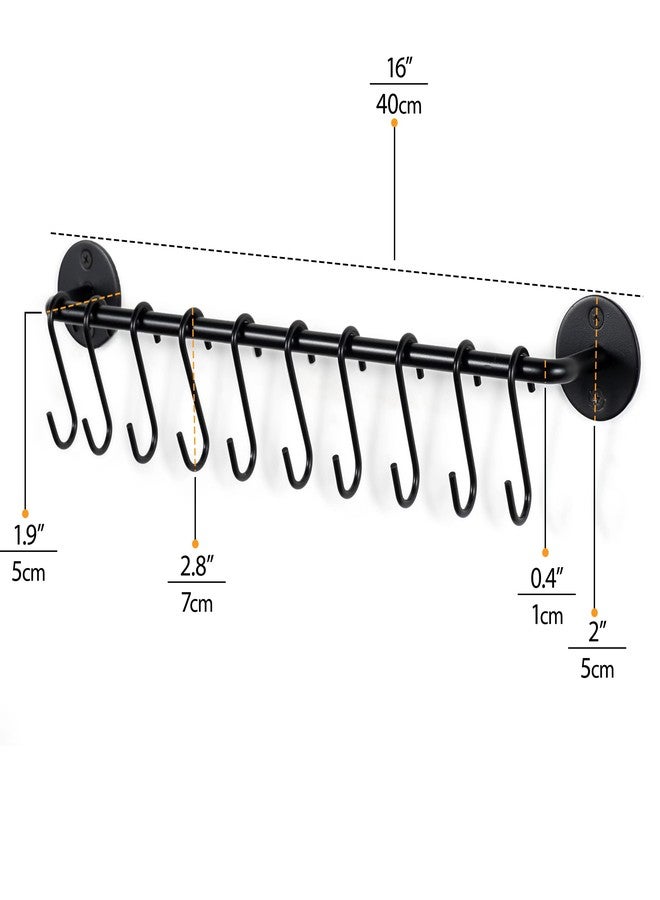Wallniture Cucina 16" Wall Mount Kitchen Organization Storage Rail with 10 S Hooks for Hanging Pots and Pans Set and Lid Organizer, Black - Image 5