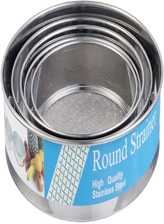 Hansen Stainless Steel Round Flour Strainers Set, 5 Pieces - Silver