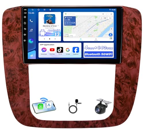 Jerqry 4Core+64G ROM Car Radio for GMC Yukon Sierra Chevy Tahoe Suburban Silverado 2007-2013: 9" 1280x800 Touchscreen Upgrade with Wireless Carplay Android Auto 1080 Backup Camera Bluetooth 5GWiFi GPS FM SWC - Image 1