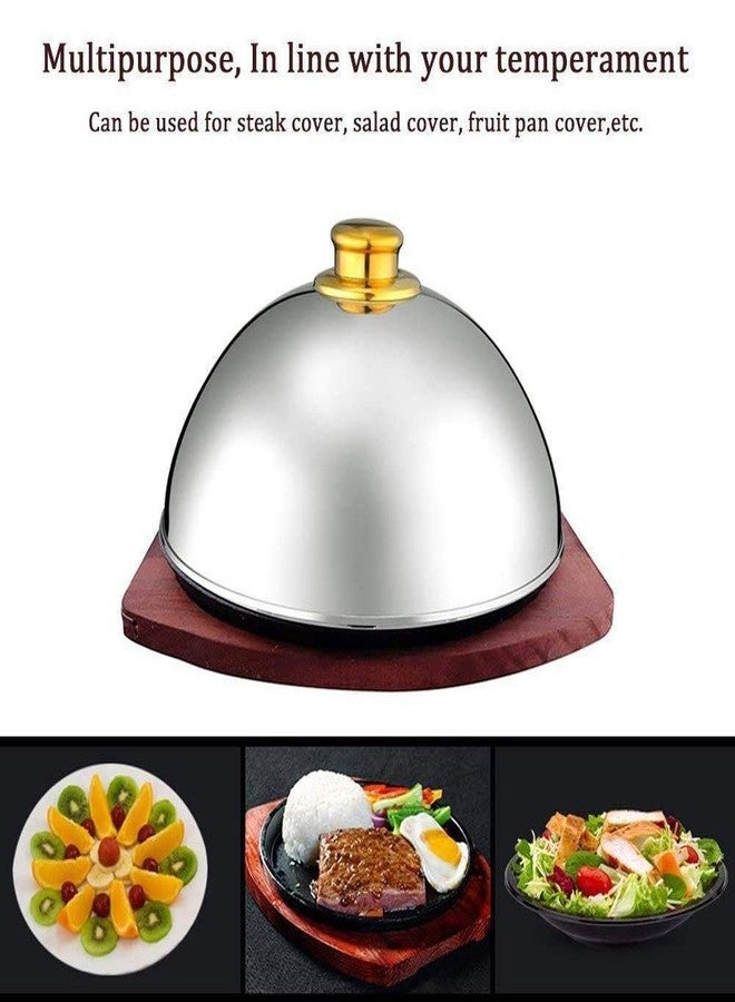 HAOHIZE Stainless Steel Basting Cover, Stainless Steel Cloche Food Cover Dome Serving Plate Dish Dining Dinner for Home Kitchen Restaurant Cafe 25.5cm/10 inches (Silver) - Image 3
