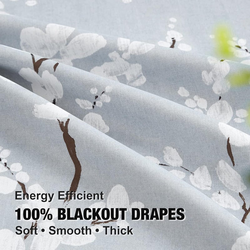 BFAM Floral Print 100% Blackout Curtain with Black Linning at Back, Floral Print Curtains for Living Room/Bedroom Thermal Insulated Energey Saving Blossom Curtain, Pack of 1 Curtain - Image 5