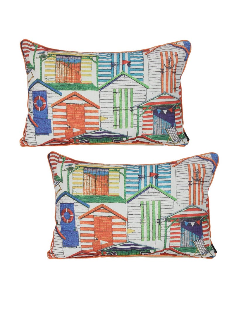 THE CONVERSION Set of 2 Premium Decorative Sham/Baby/Rectangle Digital Printed Abstract Design Soft Fabric polylinen Multi Color, 2 pc Baby Pillow Cover - 12"x18" - Image 2