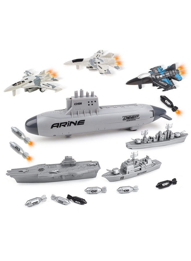 deAO Aircraft Carrier Toy Military Submarine Naval Ship Play Set With Planes Army Toy Battleship For Kids Boys Girls  - Image 2