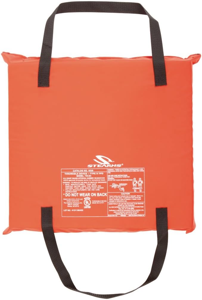 STEARNS Throwable Flotation Cushion, USCG-Approved Type IV PFD Boat Cushion Life Preserver, Doubles as Comfortable Place to Sit, Great for Boats, Canoes, Kayaks, & More - Image 2