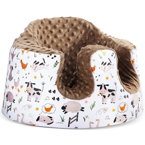 BOMOLOUR Seat Cover Compatible with Bumbo and Nuby Seat Removable Breathable Baby Floor Seat Cover for Boys and Girls Seat Not Included Brown Farm - Image 1