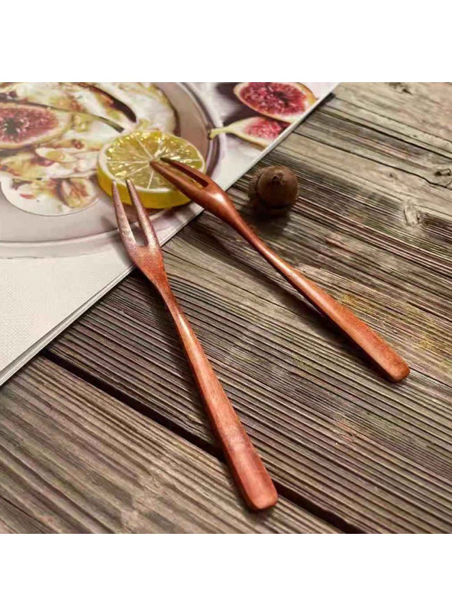 Japanese-style Lotus Wood Simple Fork Fashion Long Handle Mixing Fork Household Cake Fork Fruit Fork Dessert Fork Factory Spot-Color:Lotus  - Image 1