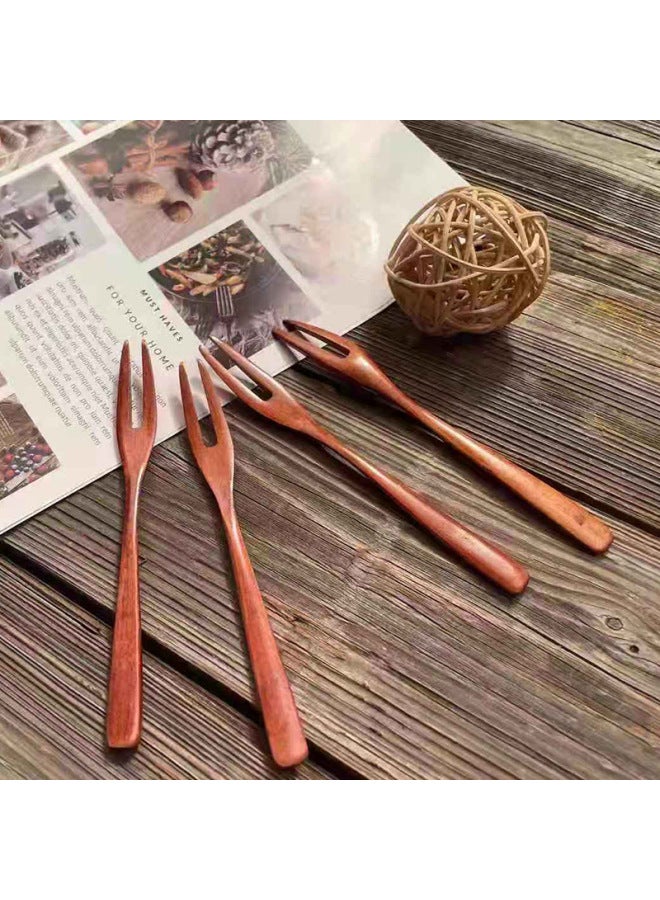 Japanese-style Lotus Wood Simple Fork Fashion Long Handle Mixing Fork Household Cake Fork Fruit Fork Dessert Fork Factory Spot-Color:Lotus  - Image 2
