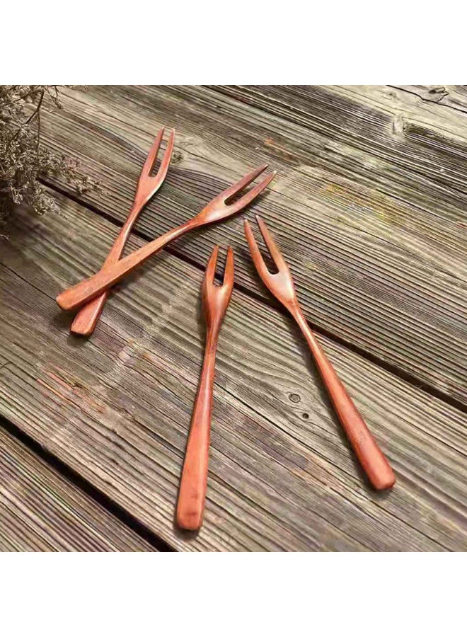 Japanese-style Lotus Wood Simple Fork Fashion Long Handle Mixing Fork Household Cake Fork Fruit Fork Dessert Fork Factory Spot-Color:Lotus  - Image 4