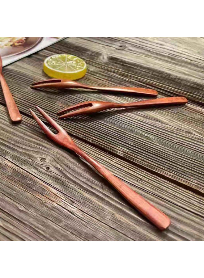 Japanese-style Lotus Wood Simple Fork Fashion Long Handle Mixing Fork Household Cake Fork Fruit Fork Dessert Fork Factory Spot-Color:Lotus  - Image 3