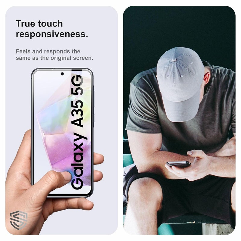 Skyddshield Military-Grade Gorilla Tempered Glass For Samsung Galaxy A35 and Samsung Galaxy A55 (6.6 Inch) With Installation Kit | Edge to Edge Coverage | Black - Image 4