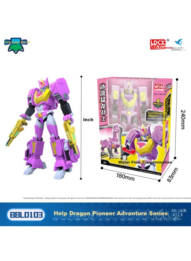 Ldcx Lingdong Chuangxiang Bangbanglong Adventure Pioneer 2, Dinosaur Transforming Robot Mecha Toy, Boys' Birthday Gift - Ice Flow Tyrannosaurus - Image 1