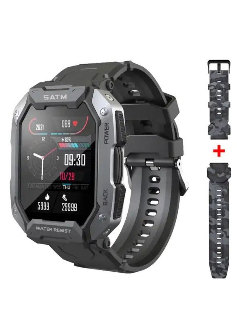 SATM - A smart sports watch that works with Bluetooth and a touch screen and works with the Android and IOS system - lightweight, waterproof and dustproof, and includes a screen protection - an extra strap - Image 1