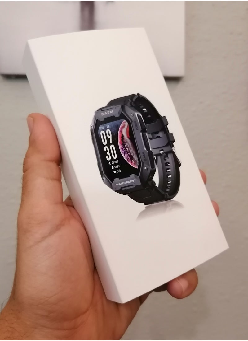 SATM - A smart sports watch that works with Bluetooth and a touch screen and works with the Android and IOS system - lightweight, waterproof and dustproof, and includes a screen protection - an extra strap - Image 1