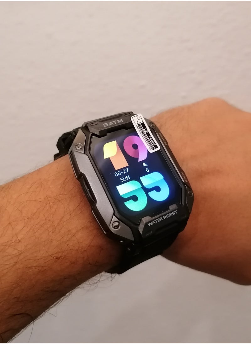 SATM - A smart sports watch that works with Bluetooth and a touch screen and works with the Android and IOS system - lightweight, waterproof and dustproof, and includes a screen protection - an extra strap - Image 1