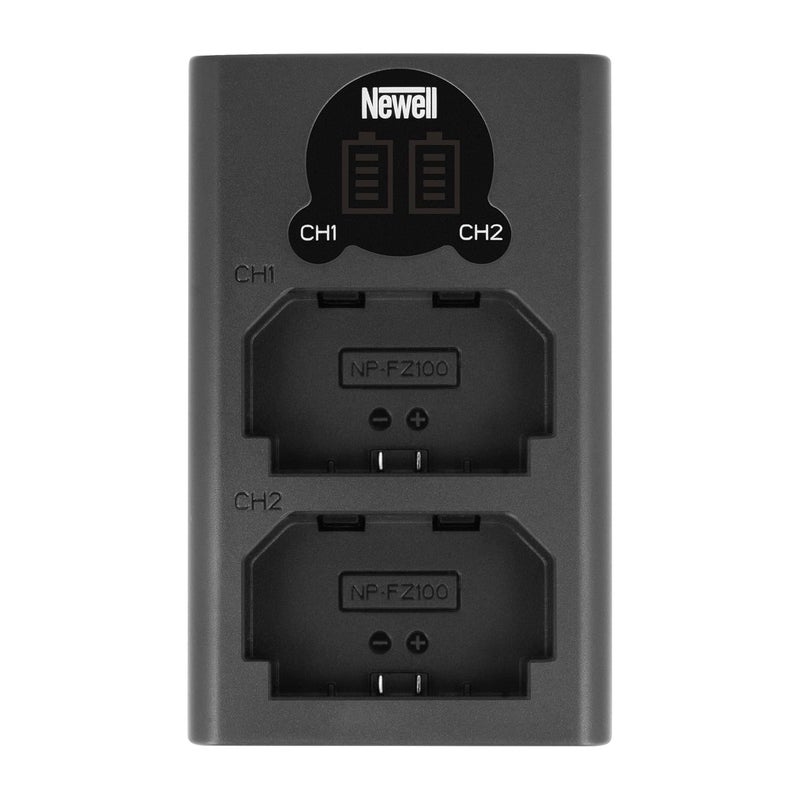 Newell شاحن DL-USB-C ثنائي القناة لـ NP-FZ100، أسود. متوافق مع كاميرات سوني A9 A7III A7RIII (عبوة 2 7.2V 2280mAh، خيار شحن متعدد الاستخدامات) - Image 1