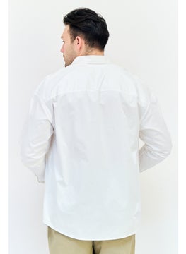 Selected Homme Men Drop Shoulder Graphic Print Long Sleeve Casual Shirt, White  - Image 4