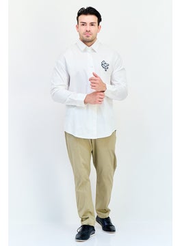 Selected Homme Men Drop Shoulder Graphic Print Long Sleeve Casual Shirt, White  - Image 2
