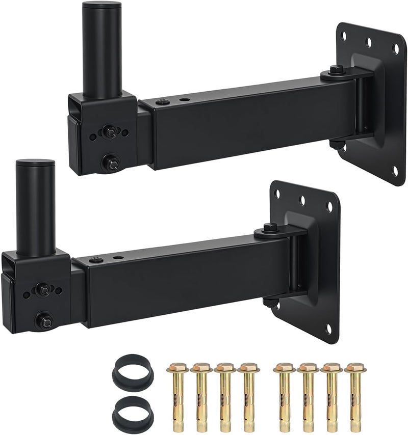 Howonder Heavy Duty Speaker Wall Mount,Adjustable Tilt & Swivel Wall Mount Brackets for Professional Audio PA Speakers,Hold up to 100lbs HD-329 (2 Packs Black) Easy clean surface - Image 1