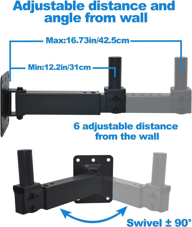 Howonder Heavy Duty Speaker Wall Mount,Adjustable Tilt & Swivel Wall Mount Brackets for Professional Audio PA Speakers,Hold up to 100lbs HD-329 (2 Packs Black) Easy clean surface - Image 3