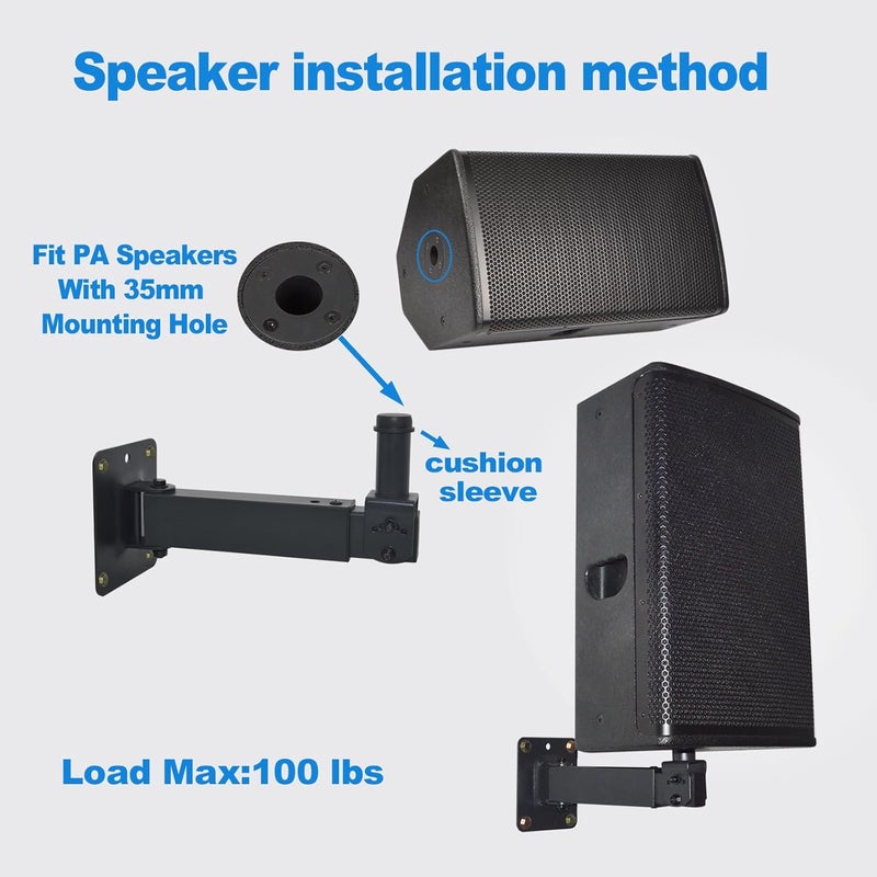 Howonder Heavy Duty Speaker Wall Mount,Adjustable Tilt & Swivel Wall Mount Brackets for Professional Audio PA Speakers,Hold up to 100lbs HD-329 (2 Packs Black) Easy clean surface - Image 5