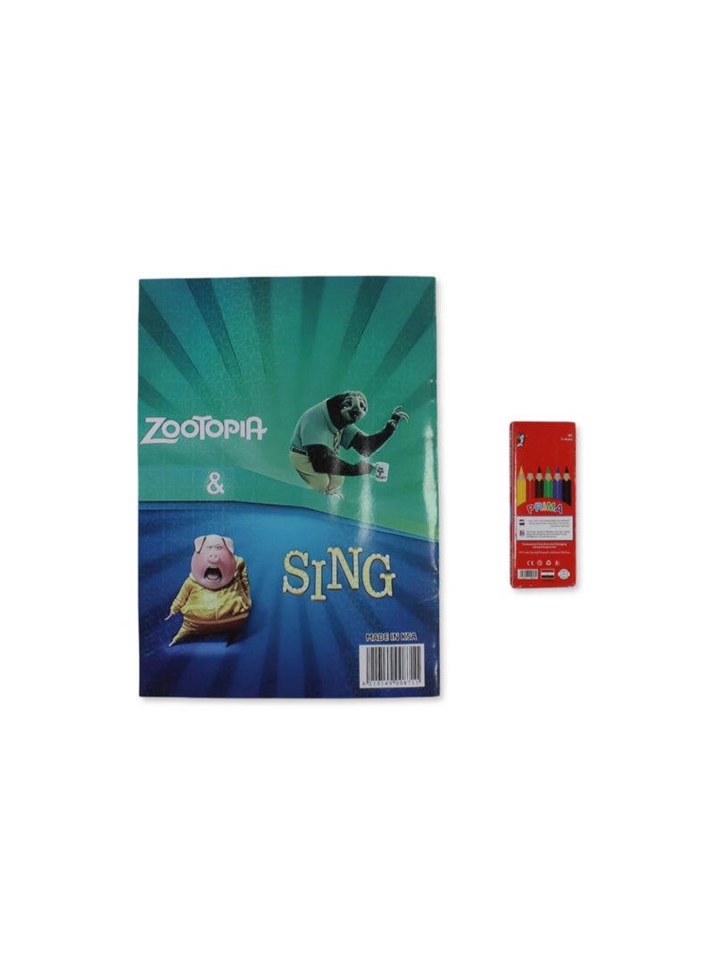 Zootopia + Sing Coloring Book Set with Colored Pencils - Image 3