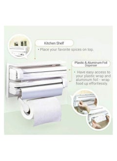 Generic 3-in-1 dispenser for storing and cutting aluminum foil, plastic wrap (nylon), and kitchen paper towels (roll)  - Image 5