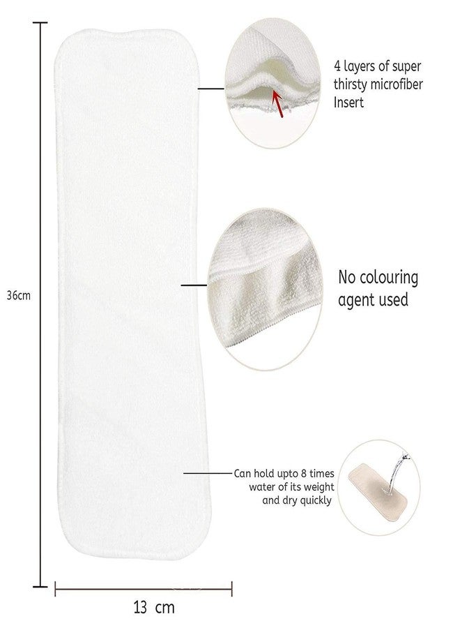 Alya Baby 1 Button Pocket Style Reusable Cloth Diaper With 3 White Microfiber Bamboo Wet Free Insert Pads For Toddlers/New Borns Age 0-24 Months - Image 3
